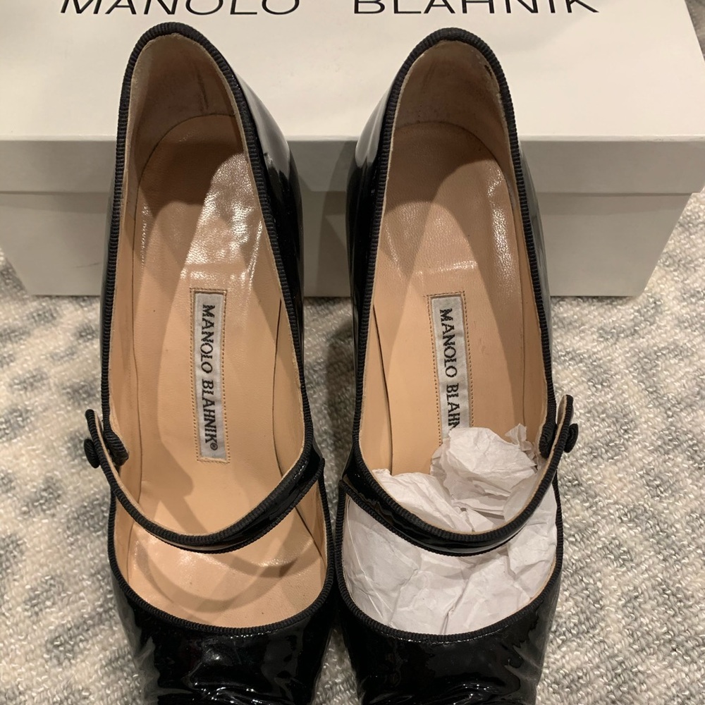 Manolo Blahnik Patent Leather Mary Janes - Size 37
